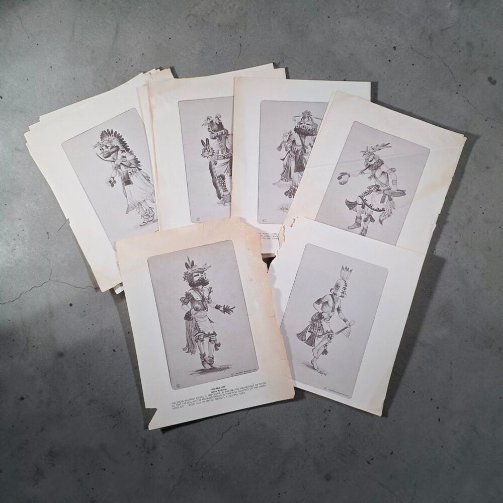 Vintage 1960 Hoyesva Hopi Kachina Art Prints Craft Lot 20 Pcs Ephemera Scrapbook